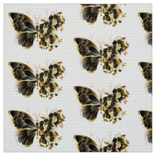Goldener Schmetterling mit schwarzem Orchid Stoff