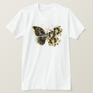 Goldener Schmetterling mit schwarzem Orchid T-Shirt