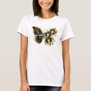 Goldener Schmetterling mit schwarzem Orchid T-Shirt