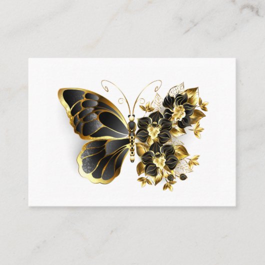 Goldener Schmetterling mit schwarzem Orchid Telefonnummerkarte (Vorderseite)