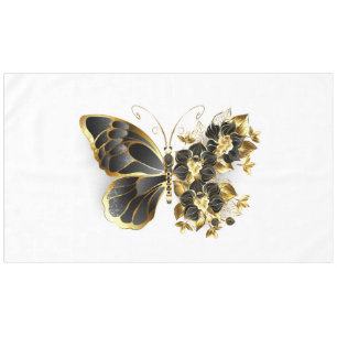 Goldener Schmetterling mit schwarzem Orchid Tischdecke