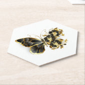 Goldener Schmetterling mit schwarzem Orchid Untersetzer (angewinkelt)