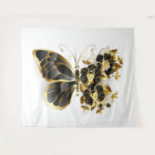 Goldener Schmetterling mit schwarzem Orchid Wandteppich (Vorderseite (Horizontal))
