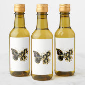 Goldener Schmetterling mit schwarzem Orchid Weinetikett (Flaschen)