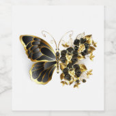 Goldener Schmetterling mit schwarzem Orchid Weinetikett (Einzelnes Label)