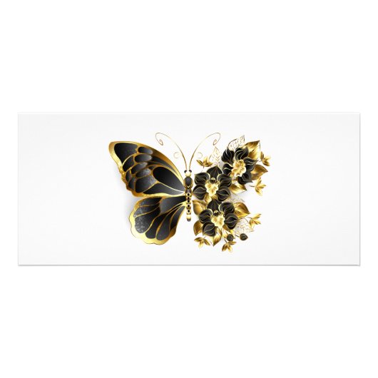 Goldener Schmetterling mit schwarzem Orchid Werbekarte (Vorne)
