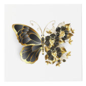 Goldener Schmetterling mit schwarzem Orchid Würfel (Rechts)