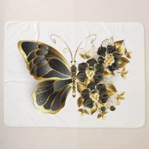 Goldener Schmetterling mit schwarzer Orchidee Sherpadecke