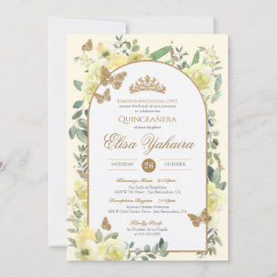 Goldener Schmetterling Quinceanera Einladung