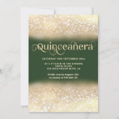 Goldener Schmetterling Quinceañera-Glitzer Einladung (Rückseite)