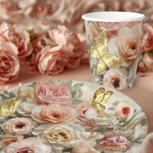 Goldener Schmetterling Rokoko Rose Galentine Garte