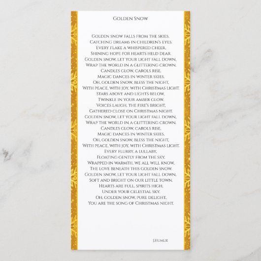 Goldener Schnee Dankeskarte (Vorderseite)