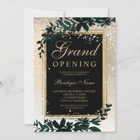 goldener Schnee elegante Weihnachtsfeier Einladung (Vorderseite)