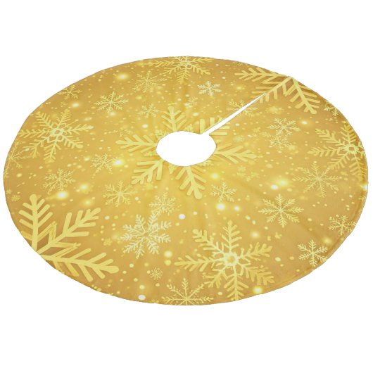 Goldener Schnee Fleece Weihnachtsbaumdecke (Schrägansicht)