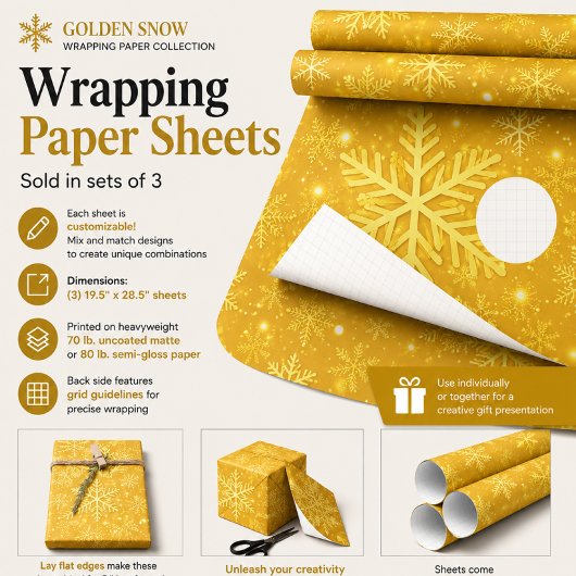 Goldener Schnee Geschenkpapier Set