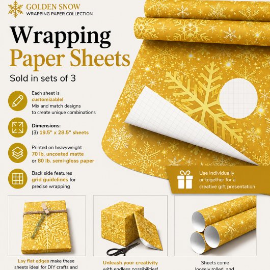 Goldener Schnee Geschenkpapier Set