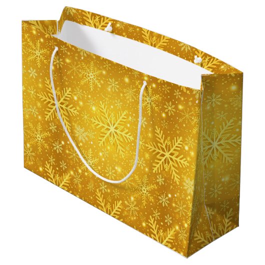 Goldener Schnee Große Geschenktüte (Rückseite Schrägansicht)