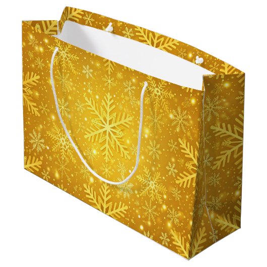 Goldener Schnee Große Geschenktüte (Rückseite Schrägansicht)
