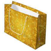Goldener Schnee Große Geschenktüte (Vorderseite Schrägansicht)