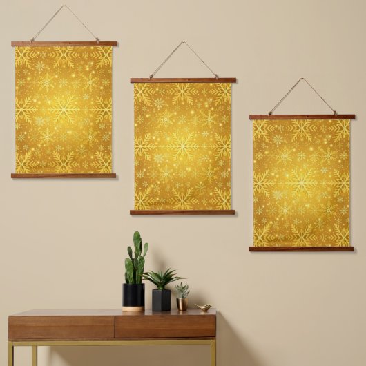 Goldener Schnee Wandteppich Mit Holzrahmen (Asymmetrisch)