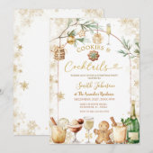 Goldener Schneeflocken-Cocktail und Keksparty Einladung (Vorne/Hinten)
