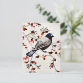 Goldener Schneeflocken Wintervogel Ankündigungspostkarte (Stehend Vorderseite)