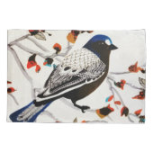 Goldener Schneeflocken Wintervogel Kissenbezug (Rückseite)