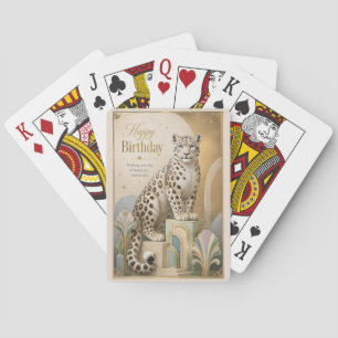 Goldener Schneeleoparden-Geburtstags-Eleganz Spielkarten