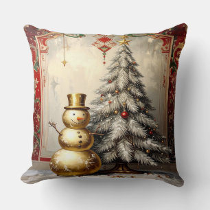 Goldener Schneemann Weihnachtsbaum Feiertag Kissen