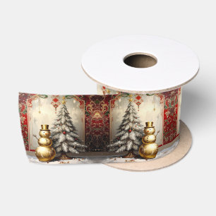 Goldener Schneemann Weihnachtsbaum Feiertag Satin Satinband