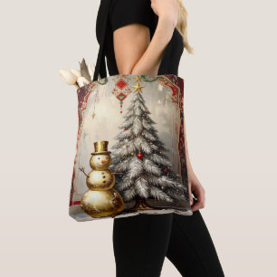Goldener Schneemann Weihnachtsbaum Feiertags-Trage Tasche