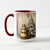 Goldener Schneemann Weihnachtsbaum Feiertagsbecher Tasse (Links)