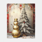 Goldener Schneemann Weihnachtsbaum Fleece-Decke Fleecedecke (Vorderseite)