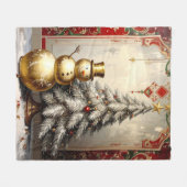 Goldener Schneemann Weihnachtsbaum Fleece-Decke Fleecedecke (Vorderseite (Horizontal))