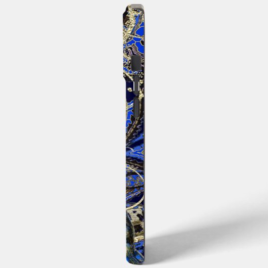 Goldener schwarzer Blauer Opulence Pfauenwirbel Case-Mate iPhone Hülle (Rückseite / Links)