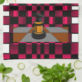 Goldener schwarzer Drache-Ritter-Schach-Entwurf 3D Handtuch (Gefaltet)