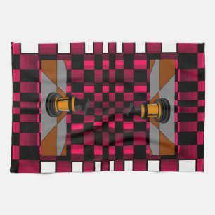 Goldener schwarzer Drache-Ritter-Schach-Entwurf 3D Handtuch