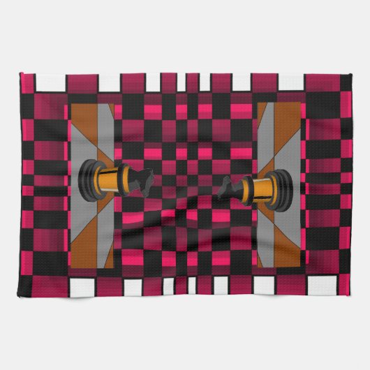 Goldener schwarzer Drache-Ritter-Schach-Entwurf 3D Handtuch (Horizontal)