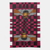 Goldener schwarzer Drache-Ritter-Schach-Entwurf 3D Handtuch (Vertikal)