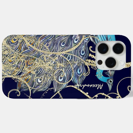 Goldener schwarzer Pfauenwirbel Case-Mate iPhone Hülle (Rückseite (Horizontal))