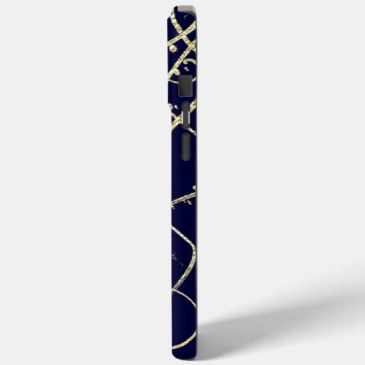 Goldener schwarzer Pfauenwirbel Case-Mate iPhone Hülle (Rückseite / Links)