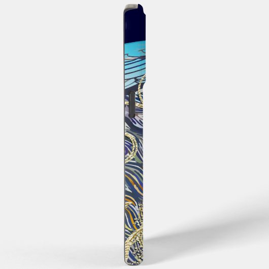 Goldener schwarzer Pfauenwirbel Case-Mate iPhone Hülle (Rückseite / Rechts)