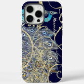 Goldener schwarzer Pfauenwirbel Case-Mate iPhone Hülle (Rückseite)