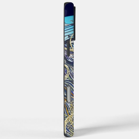 Goldener schwarzer Pfauenwirbel Case-Mate iPhone Hülle (Rückseite / Rechts)