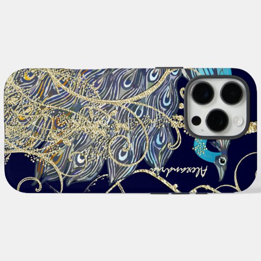 Goldener schwarzer Pfauenwirbel Case-Mate iPhone Hülle (Rückseite (Horizontal))