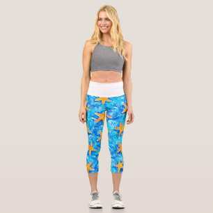 Goldener Seestern Küsten-Ozean-Strand Hochtaillier Capri Leggings