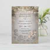 Goldener Seestern Tropischer Strand Chic QR-Code H Einladung (Stehend Vorderseite)
