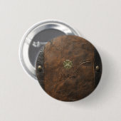 Goldener Shamrock St.Patrick`s Day,Braunes Leder Button (Vorne & Hinten)