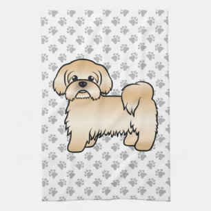 Goldener Shih Tzu süße Cartoon-Hund-Illustration Geschirrtuch