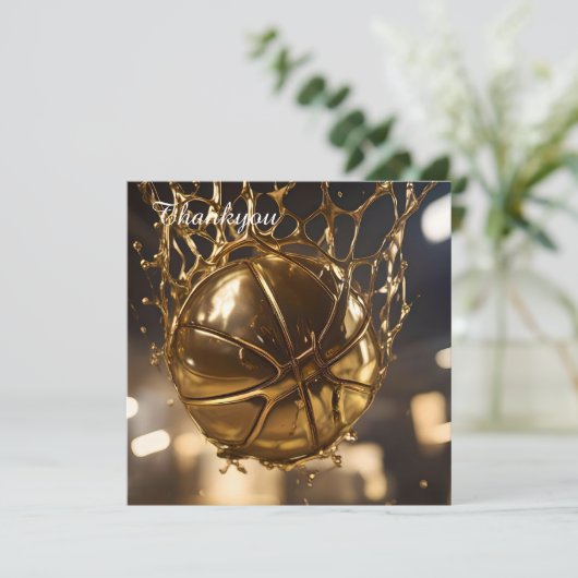 "Goldener Sieg: Netball in einem glänzenden Netz g Dankeskarte (Stehend Vorderseite)